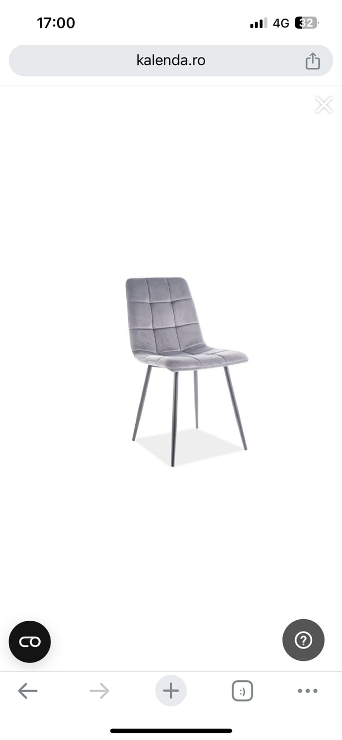 Customer photo review of Scaun tapitat MILA, gri, stofa catifelata/metal, 47x45x87