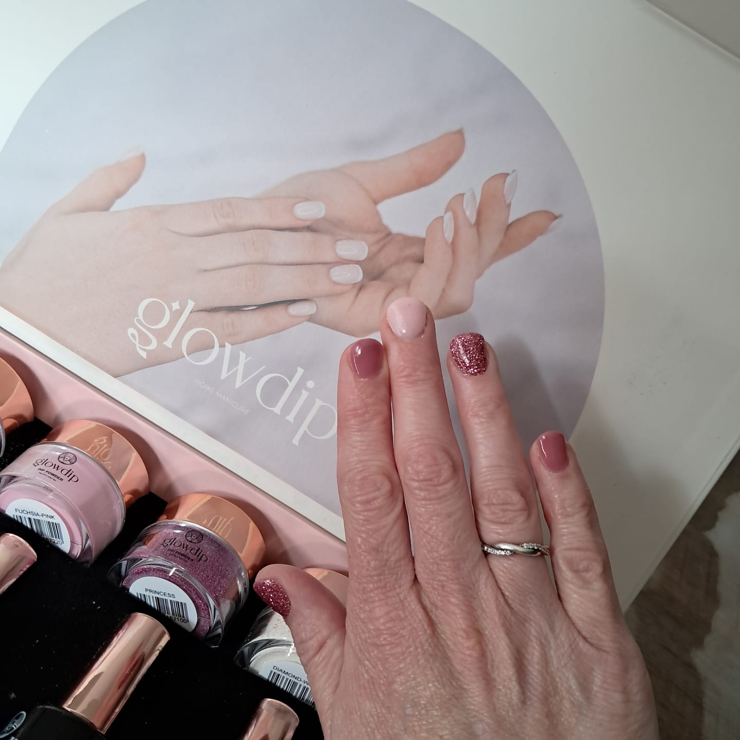 Customer photo review of Khaki Dipping Powder