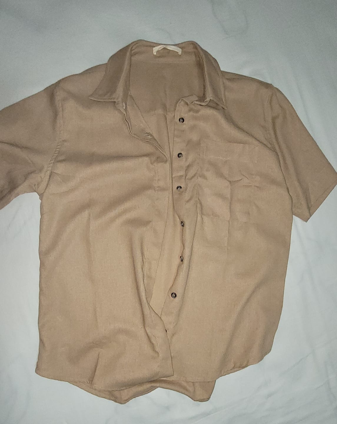 Customer photo review of Camisa de Linho Jambo Bege