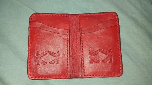 Customer photo review of No.52 | Leather Vertical Wallet (Digital Pattern)