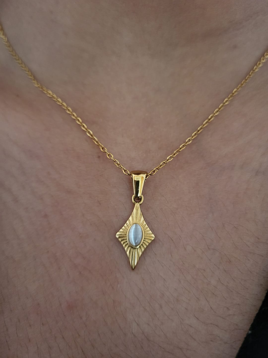 Customer photo review of Luna White Opal Gold Necklace