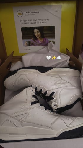 Customer photo review of VORTEX White black Men's High Top sneaker