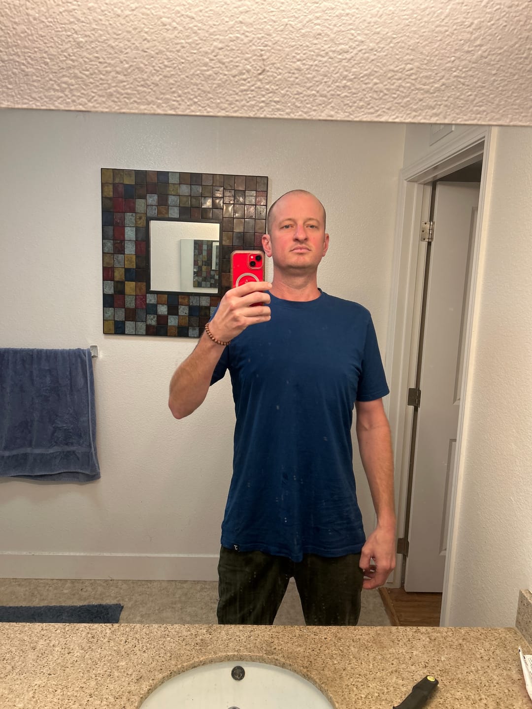 Customer photo review of Organic Tall Slim T-shirt (Navy)