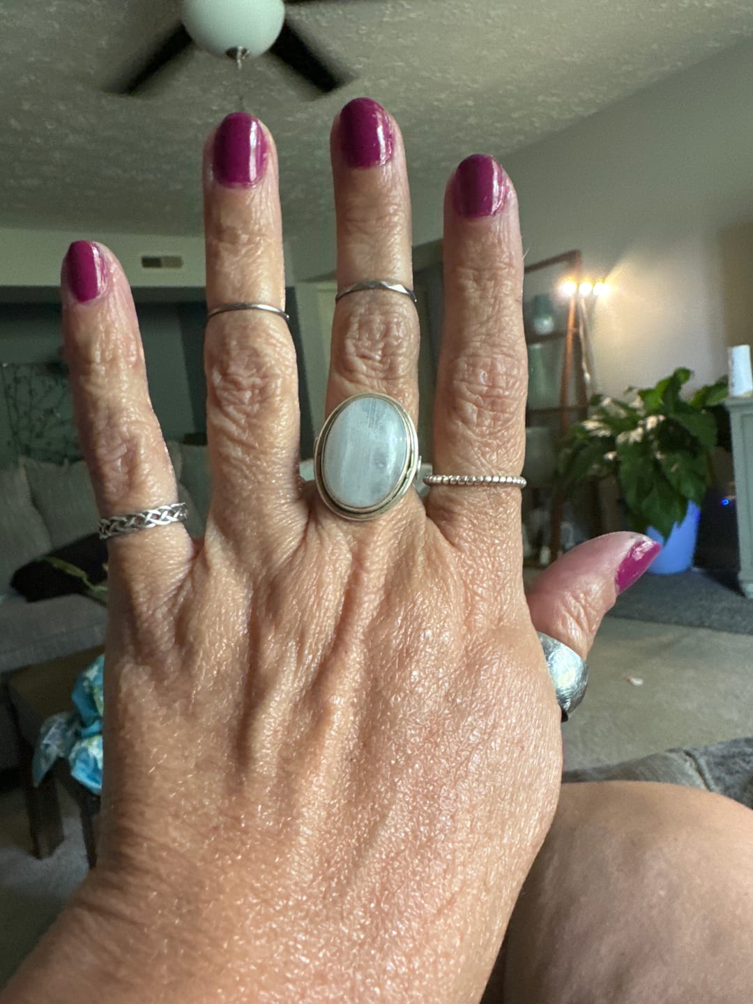 Customer photo review of Sterling Silver Rainbow Moonstone Ring
