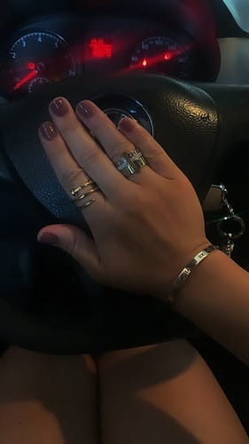 Customer photo review of Anel Triplo Momentos Banhado em Ouro 18k