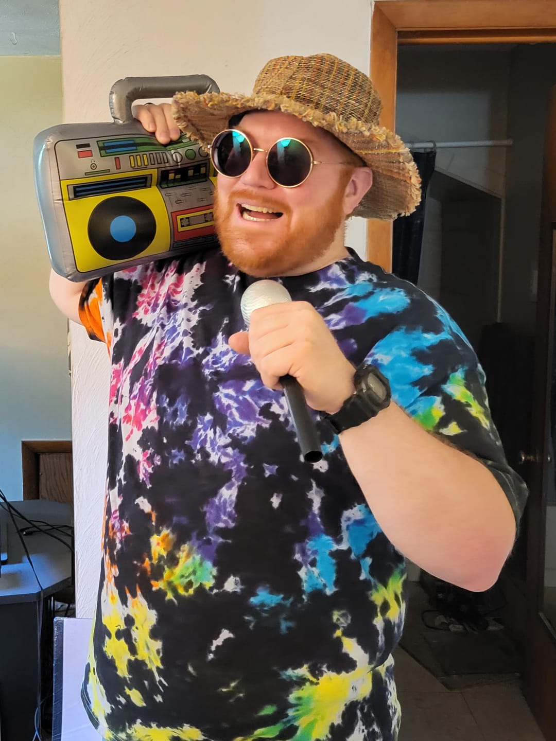 Customer photo review of Black Rainbow Splat Tie Dye T Shirt