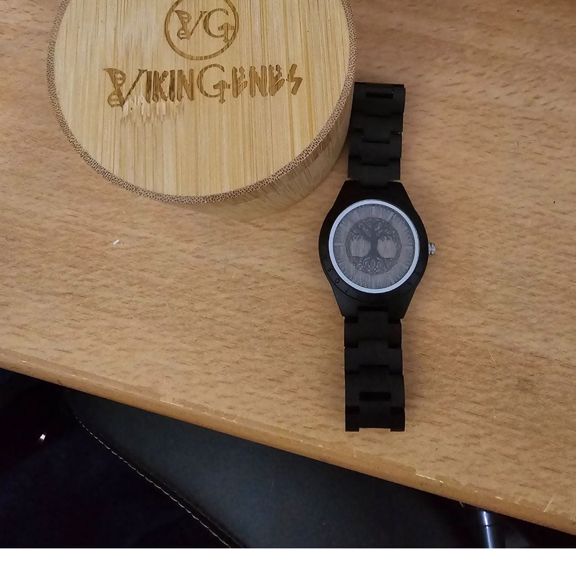 Customer photo review of Personalized Black Tree Of Life Handmade Wooden Watch
