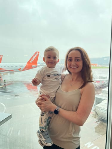 Customer photo review of First Time Flyer Kids T-Shirt