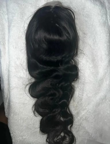 Customer photo review of Curtain Bangs 13x4 Lace Wig Chic Retro Body Wave Human Hair Wigs with Adjustable Strap