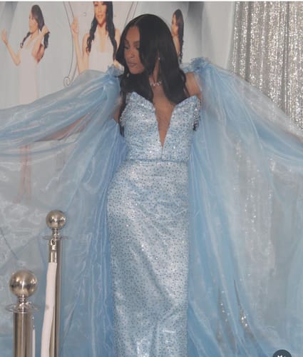 Customer photo review of Baby Blue Crystal Organza