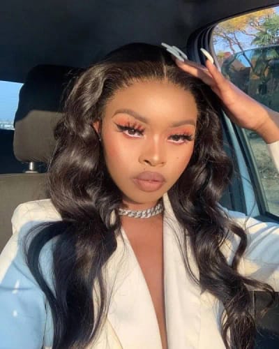 Customer photo review of Curtain Bangs 13x4 Lace Wig Chic Retro Body Wave Human Hair Wigs with Adjustable Strap