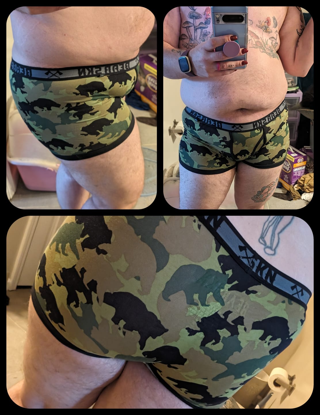 Customer photo review of Bamboo Boxer Brief - Woodland Bear Hunter