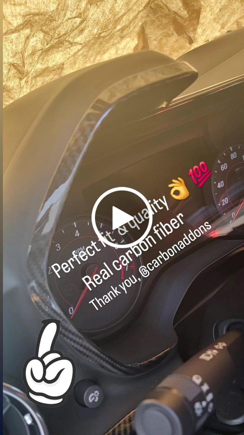 Customer video review of 2016-2024 Carbon Fiber Gauge Cluster Bezel Chrome Delete Cover