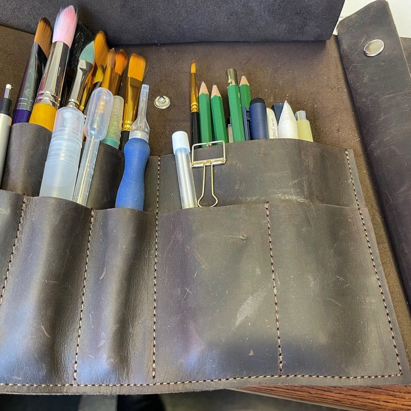 Customer photo review of Leather Paint Brush Roll