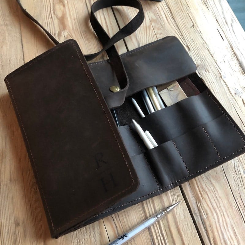 Customer photo review of Leather Paint Brush Roll