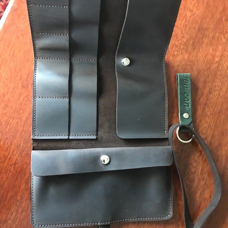 Customer photo review of Leather Paint Brush Roll