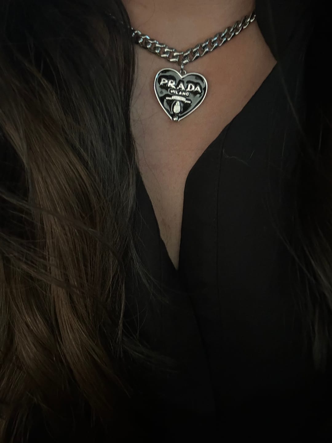Customer photo review of Luxe Black Heart Necklace