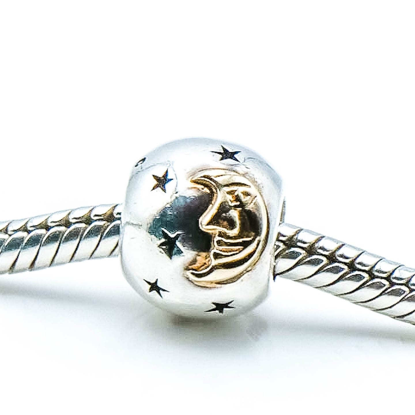 Customer photo review of CHAMILIA Moon & Stars Sterling Silver Charm With 14k Gold Crescent Moons