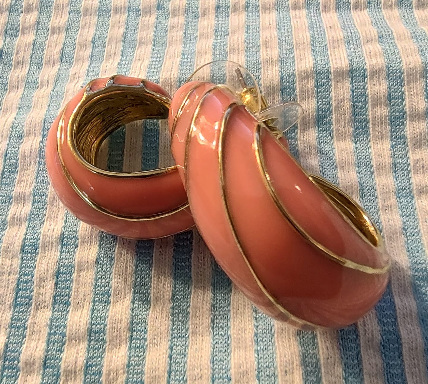 Customer photo review of HEIDI DAUS®"The Perfect Wave" Enamel Hoop Earrings
