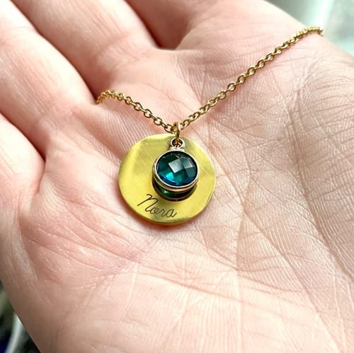 Customer photo review of Bridesmaid Stackable Birthstone Necklace