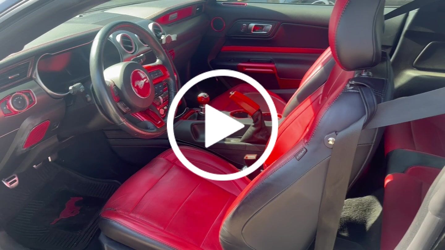 Customer video review of Mustang 2015-2023 Carbon Fiber Gear Shift Bezel Chrome Trim Cover