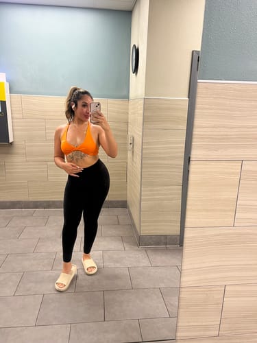 Customer photo review of Orange Twist Open Back Sports Bra