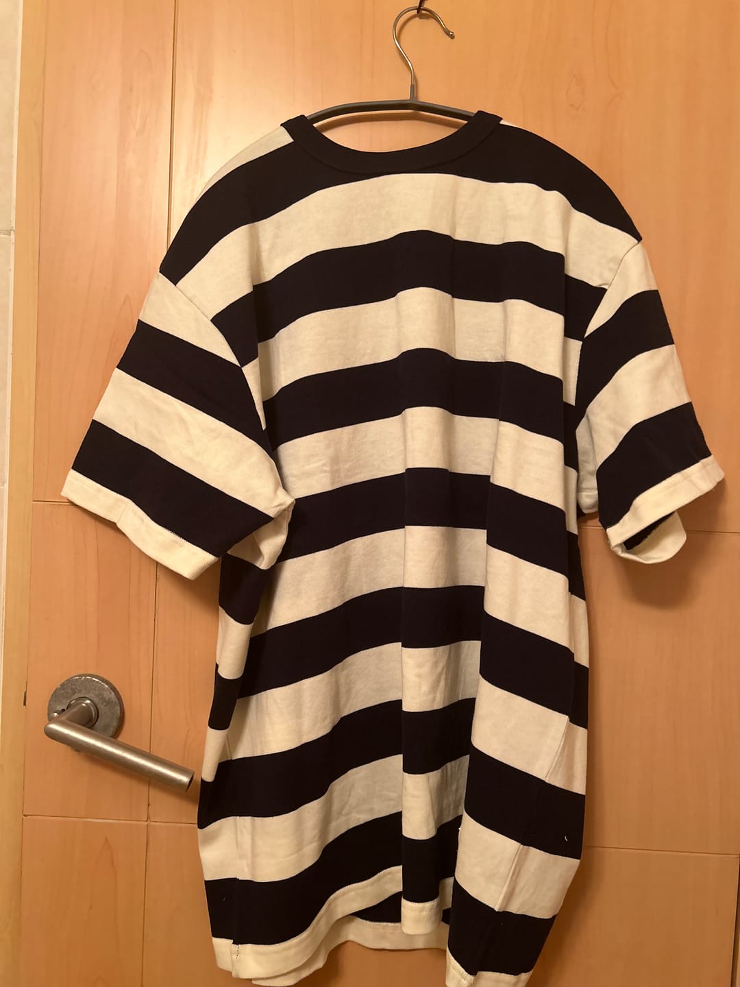 Customer photo review of Heavyweight Cotton Wide Striped T-Shirt - Blue/White