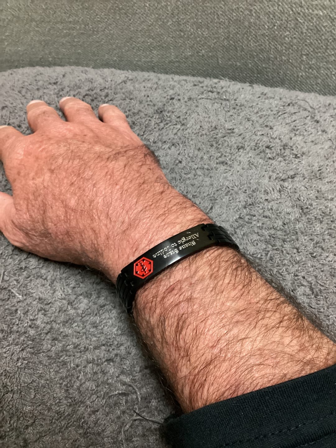 Customer photo review of Black Stainless Steel Medical Alert ID Bracelet for Men