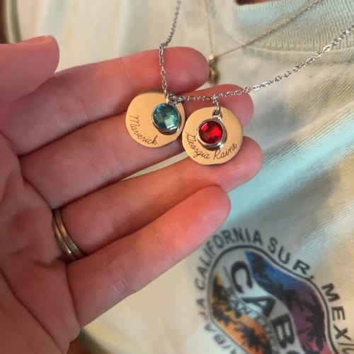 Customer photo review of Bridesmaid Stackable Birthstone Necklace
