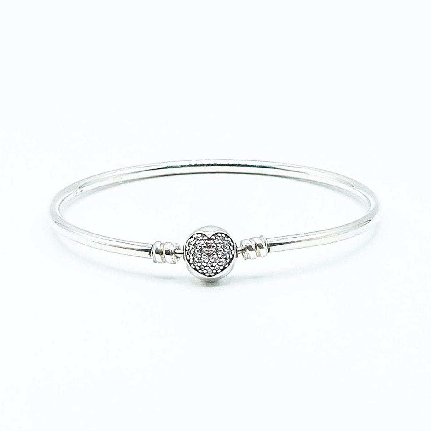 Customer photo review of PANDORA 7.5-Inch Circle of Love Sterling Silver Bangle Bracelet With Pink Zirconia