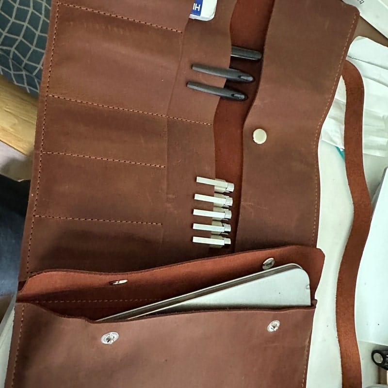 Customer photo review of Leather Paint Brush Roll
