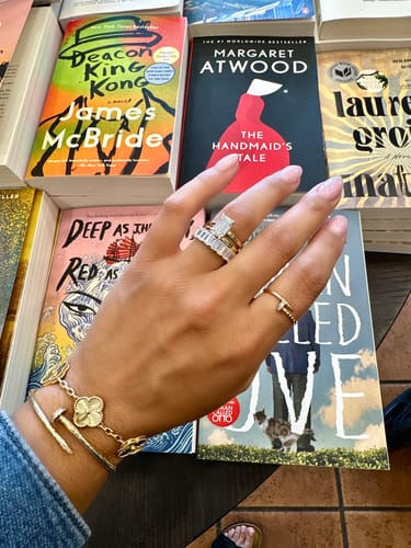 Customer photo review of 10k Emerald Eternity Band