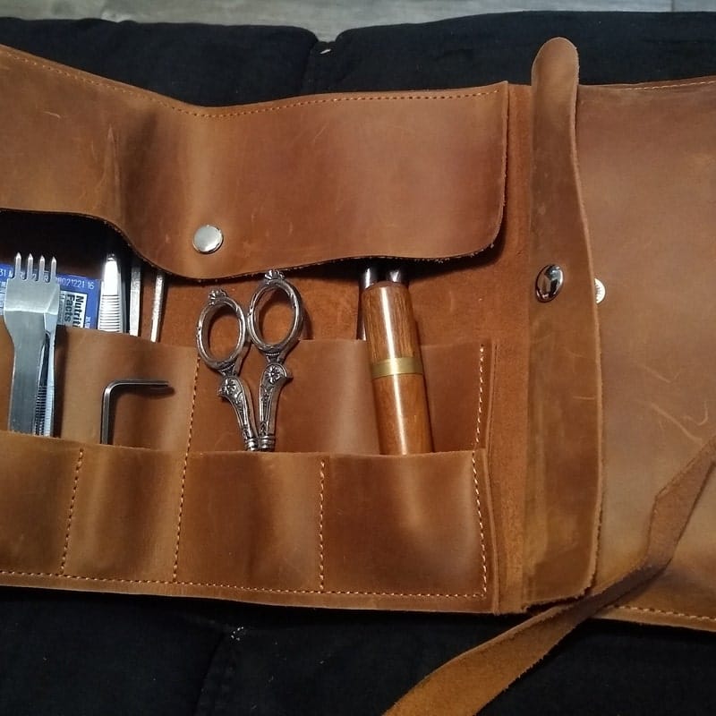 Customer photo review of Leather Paint Brush Roll
