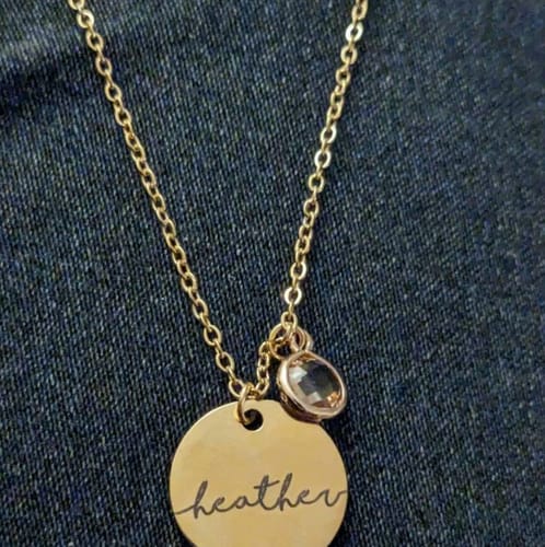 Customer photo review of Bridesmaid Birthstone Custom Name Necklace