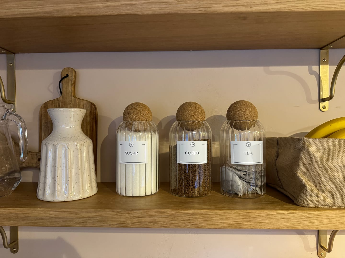 Customer photo review of Reeded Tea, Coffee, Sugar Glass Canisters with Cork Ball Lid | Tea Coffee Sugar Storage Jars - So At Nature