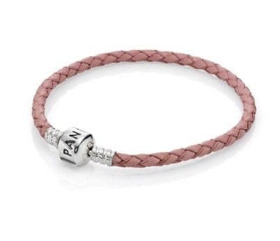 Customer photo review of PANDORA Single Pink Leather Bracelet 7.1 Inches With Sterling Silver Pandora Clasp