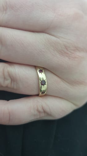Customer photo review of Created Ruby Star Set Band in 9ct Yellow Gold