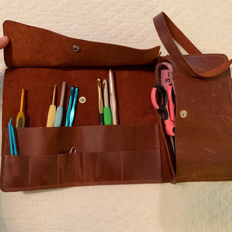 Customer photo review of Leather Paint Brush Roll