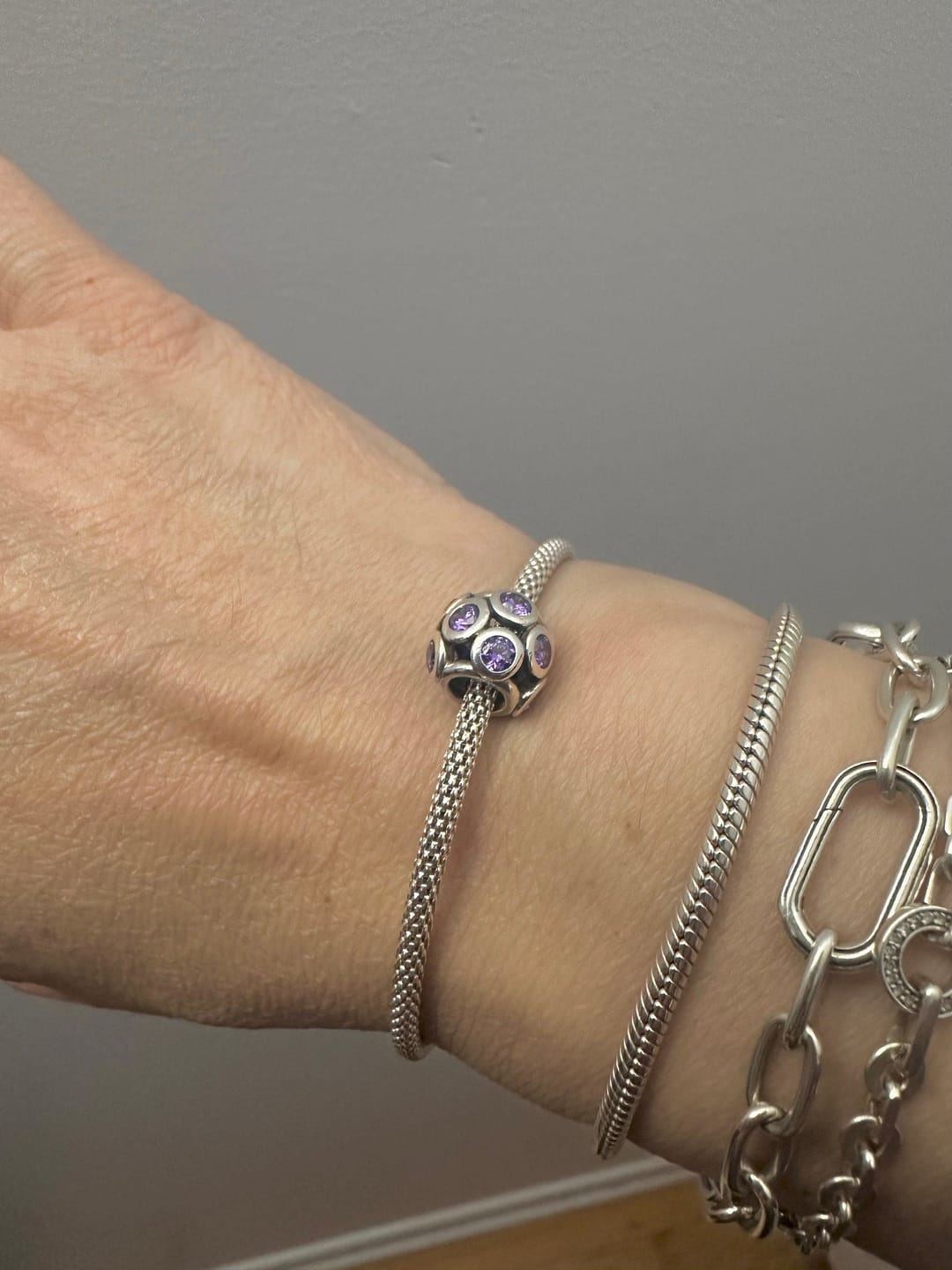 Customer photo review of PANDORA Whimsical Lights Sterling Silver Charm With Purple Zirconia