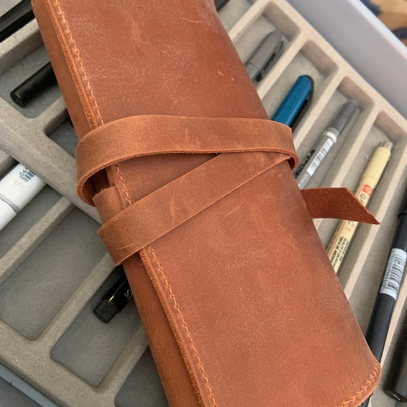 Customer photo review of Leather Paint Brush Roll