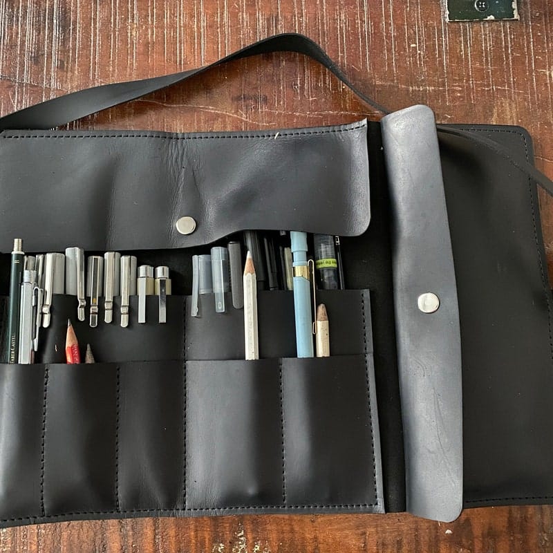 Customer photo review of Leather Paint Brush Roll
