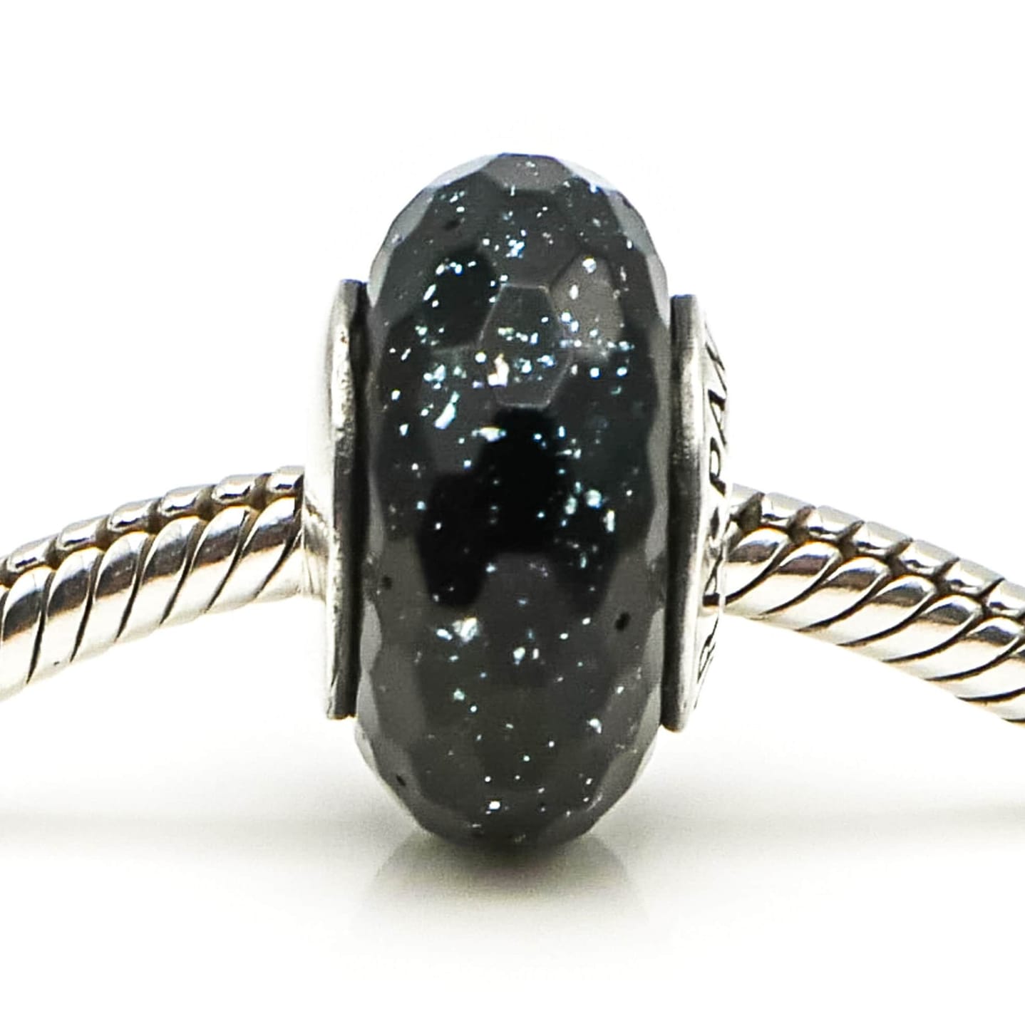 Customer photo review of PANDORA RARE Fascinating Aventurescent Stardust Murano Glass Sterling Silver Charm