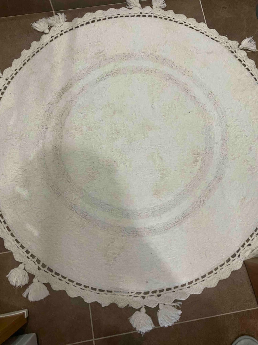 Customer photo review of Olivid Yuvarlak Banyo Paspası %100 Pamuk 100x100 Ekru