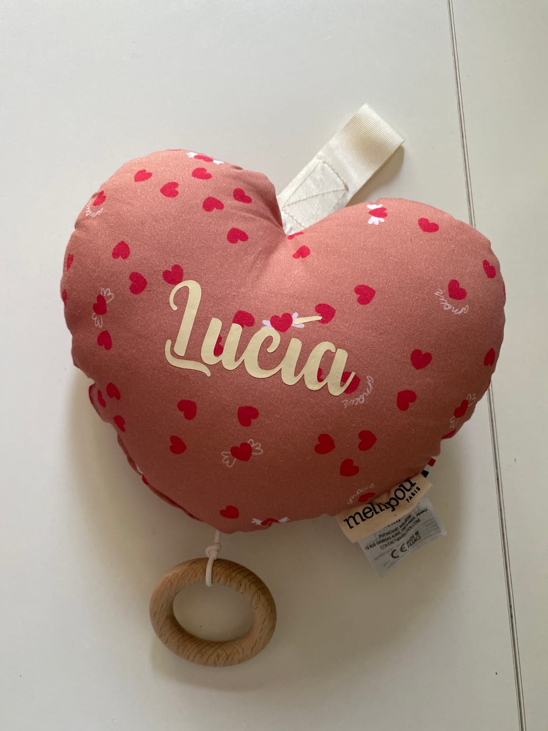 Customer photo review of Coussin musical bébé coeur - Amour