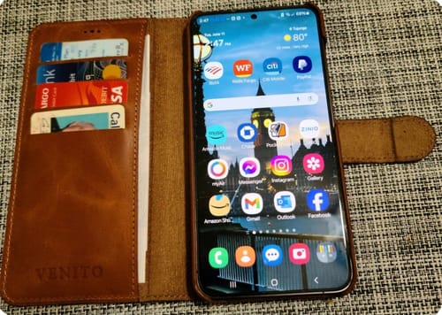 Customer photo review of Florence RFID Blocking Leather Wallet Case for Samsung Galaxy S24 Plus