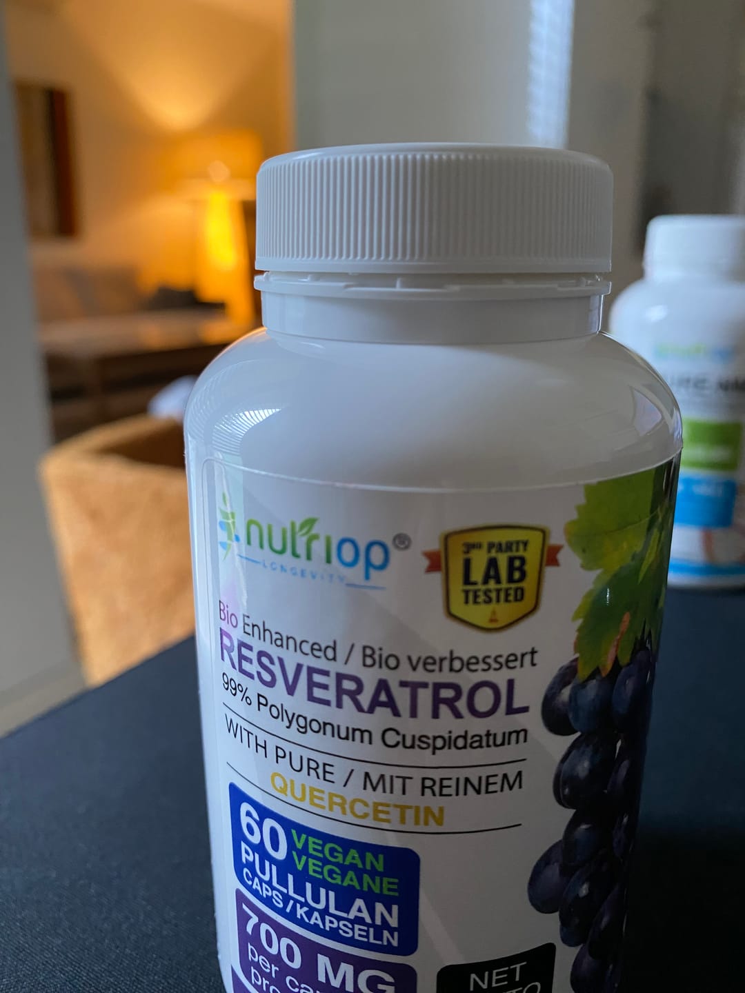 Customer photo review of Bio-Enhanced Nutriop Longevity® Resveratrol with Pure Quercetin - 700mg Capsules (x60)
