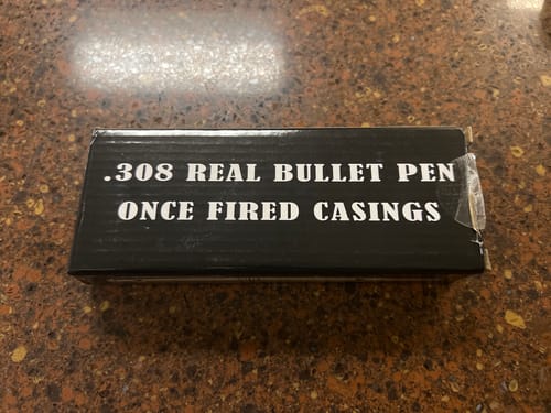 Customer photo review of .308 Real Bullet Casing Refillable Twist Pen - Tactical Gift Box - Matte Black