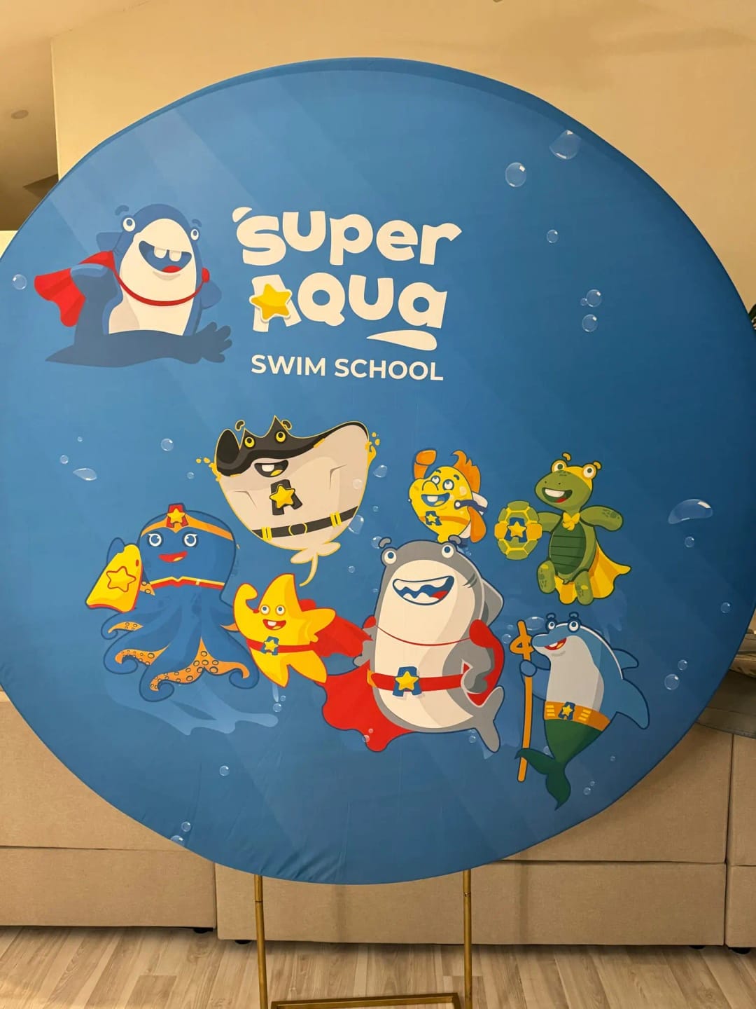 Customer photo review of Custom birthday party decoration round circle backdrop cover plinth cylinder pedestal cloth cover