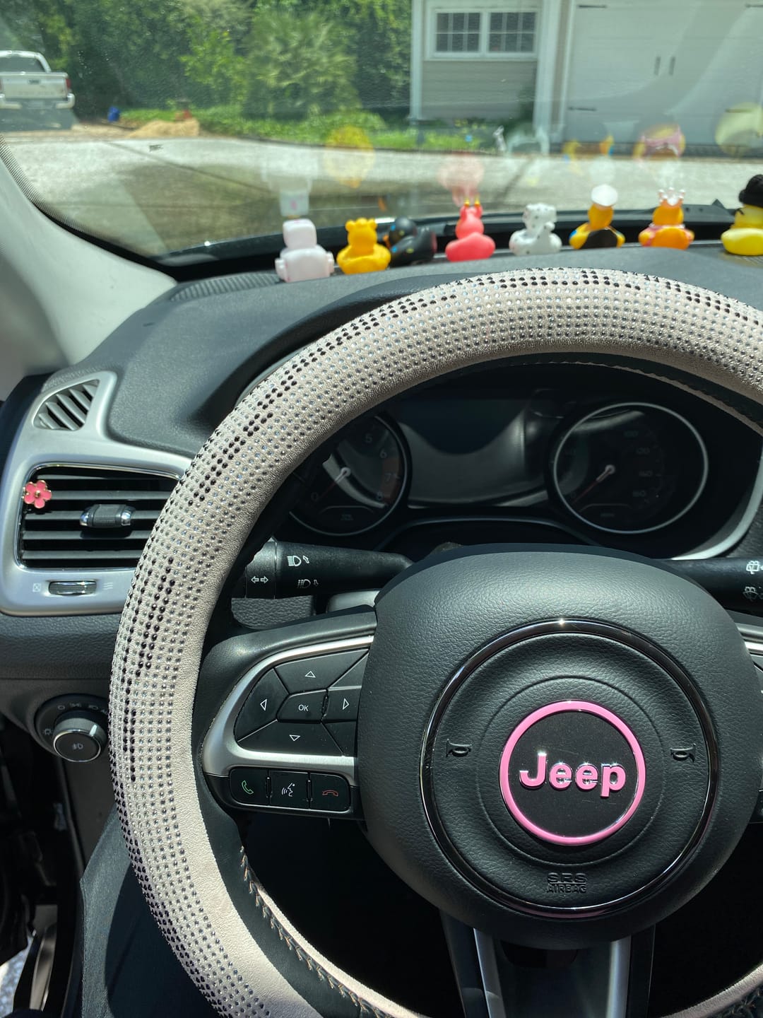 Customer photo review of Center Ring Steering Wheel Vinyl Overlay Cover for Jeep | Fits Jeep Models