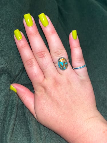 Customer photo review of Oyster Copper Turquoise Ring Sterling Silver